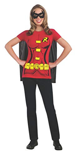 Rubie's womens Dc Comics Robin T-shirt With Cape and Eye Mask Adult Sized Costumes, As Shown, Small US