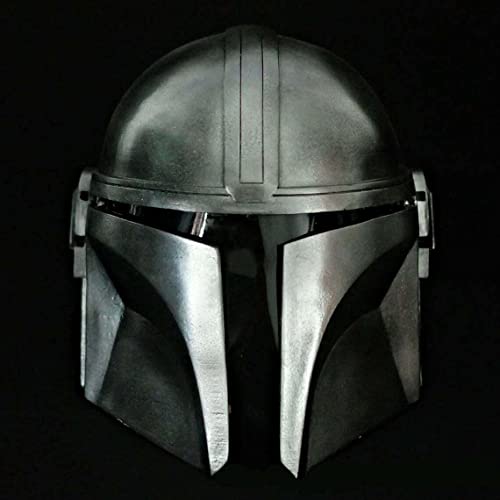 Carfar Steel Mandalorian Helmet Medieval Helmet for Halloween Costume Theater Role-Play Armor Helmet