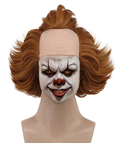 karlery Short Fluffy Brown Curly Horror Pennywise Wig Halloween Cosplay Wig Costume Anime Wig