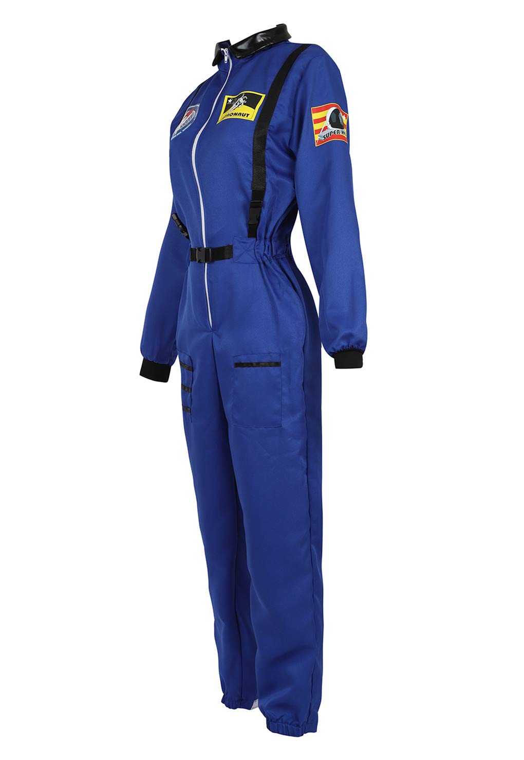 frawirshau Women Astronaut Costume Adult Hallloween Cosplay Costumes Flight Jumpsuit Space Suit for Women Blue XS