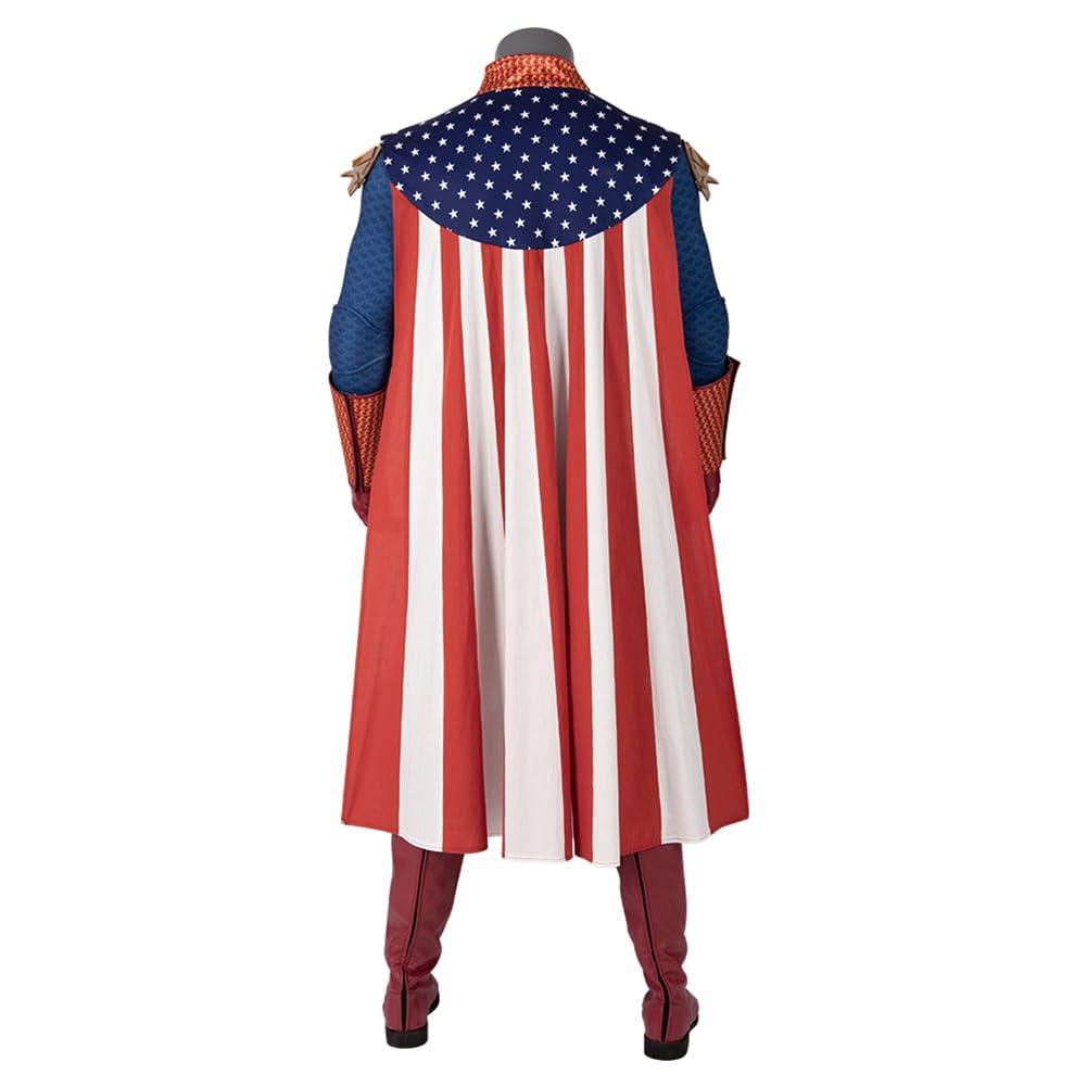 MZXDY Mens Homelander Cosplay Costume, Homelander Luxury Battle Uniform Bodysuit with Cloak Shoes for Halloween Party - Law of Apparel