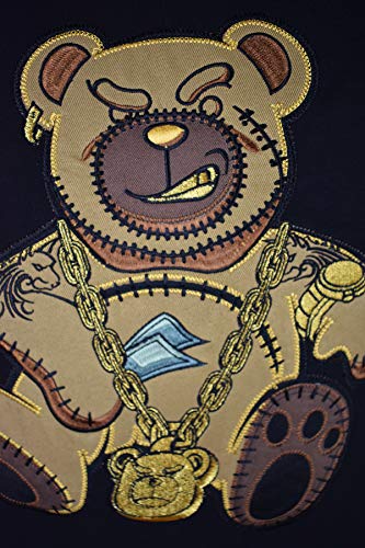 SCREENSHOTBRAND-S11910 Mens Hip-Hop Ultra Premium Tee Goldchain Teddy Bear Cartoon Print T-Shirt-Black-Large - Law of Apparel