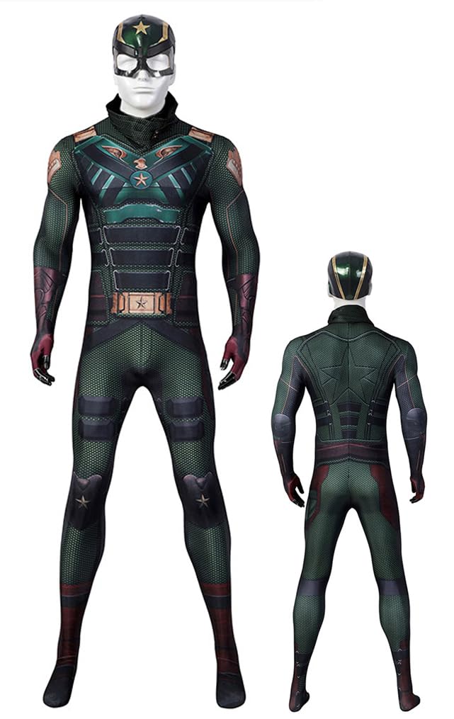 Adult Soldier Boy Costume Bodysuit with Helmet Soldier Cosplay 3D Jumpsuit Battle Uniform for Halloween Party (Green, Large)