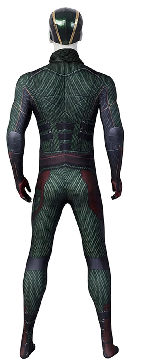 Adult Soldier Boy Costume Bodysuit with Helmet Soldier Cosplay 3D Jumpsuit Battle Uniform for Halloween Party (Green, Large)