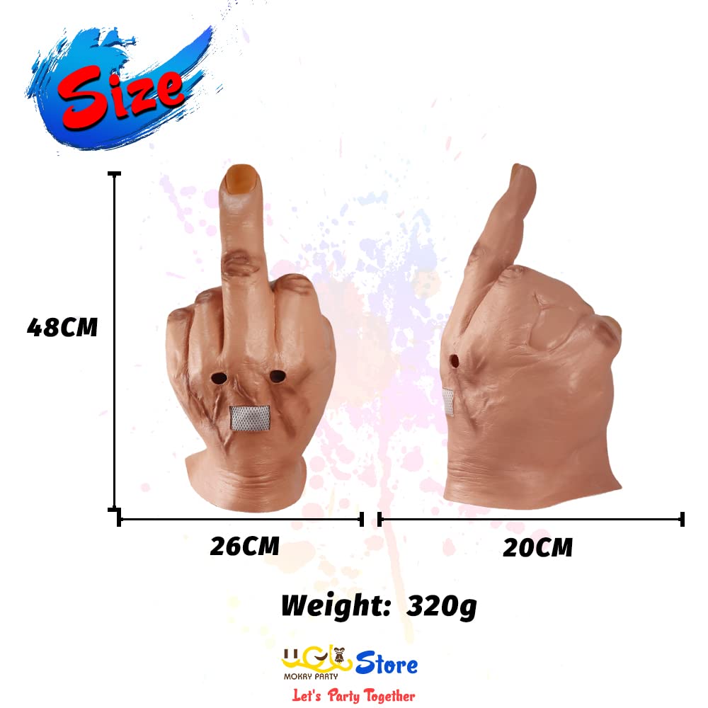 MOKRY PARTY Middle Finger Funny Head Mask Costume Party Prop Adult Latex Middle Finger Mask - Law of Apparel