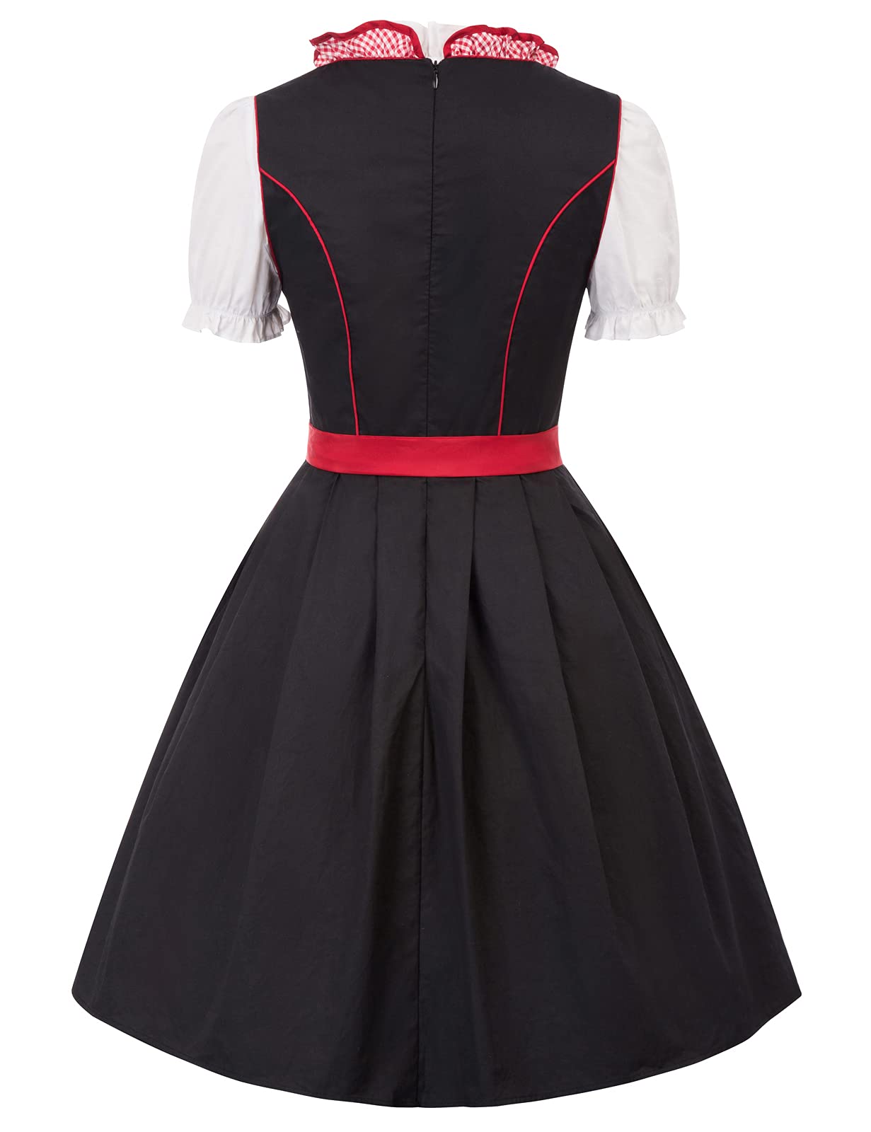 Scarlet Darkness Bavarian Women's Midi Dirndl Dress 3-Pieces with Apron German Oktoberfest Dress L