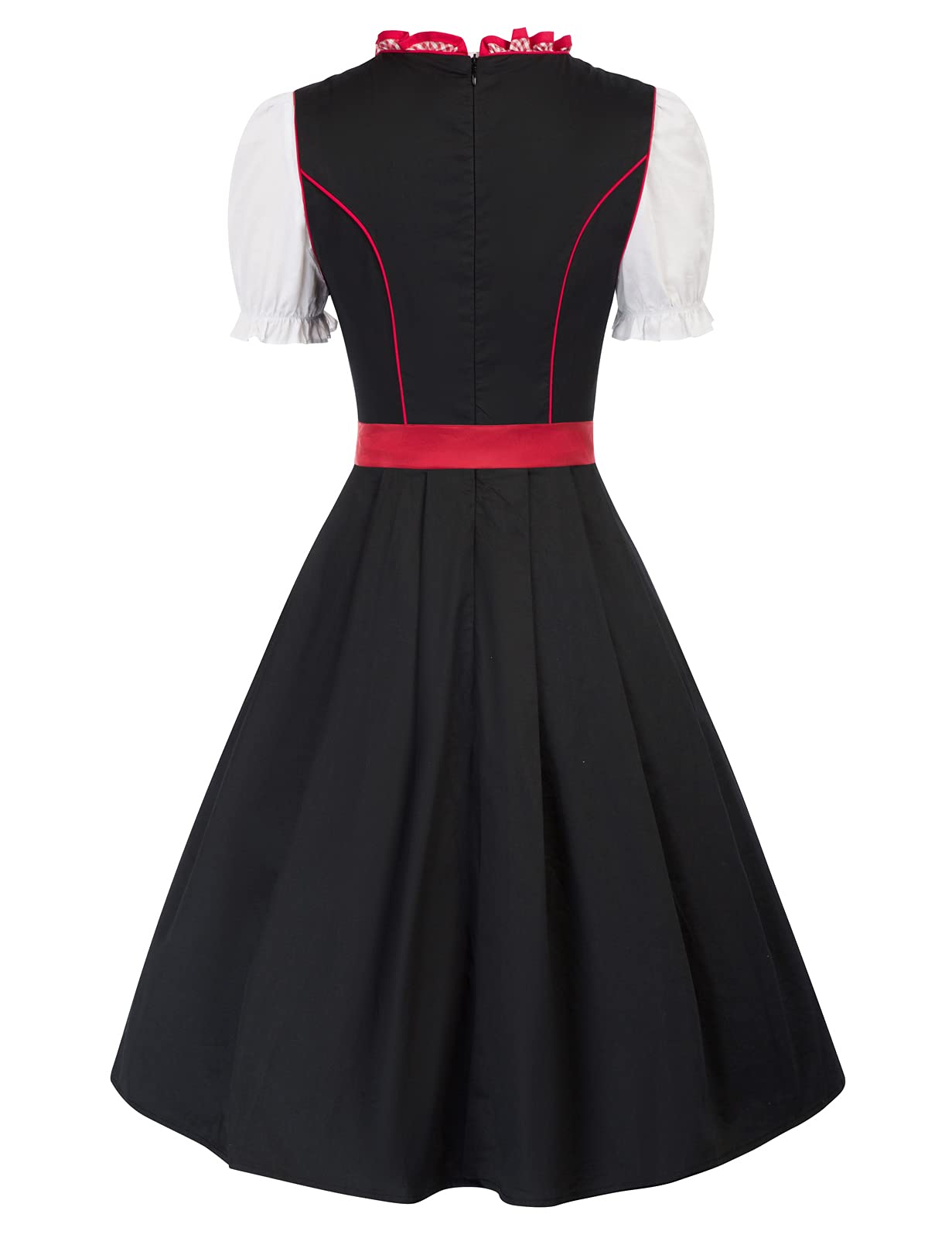Scarlet Darkness Womens Oktoberfest Fraulein Costumes 3 Piece German Dirndl Dress Black and Red S
