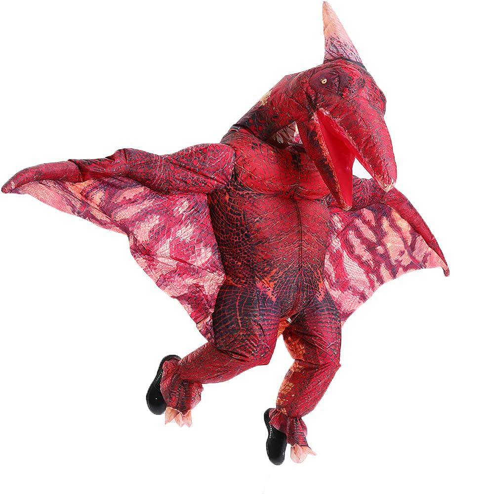 MXoSUM Inflatable Pterodactyl Costume for Adult Dinosaur Blow up Costume Party Dress up Funny Dino Halloween Costume(Red) - Law of Apparel