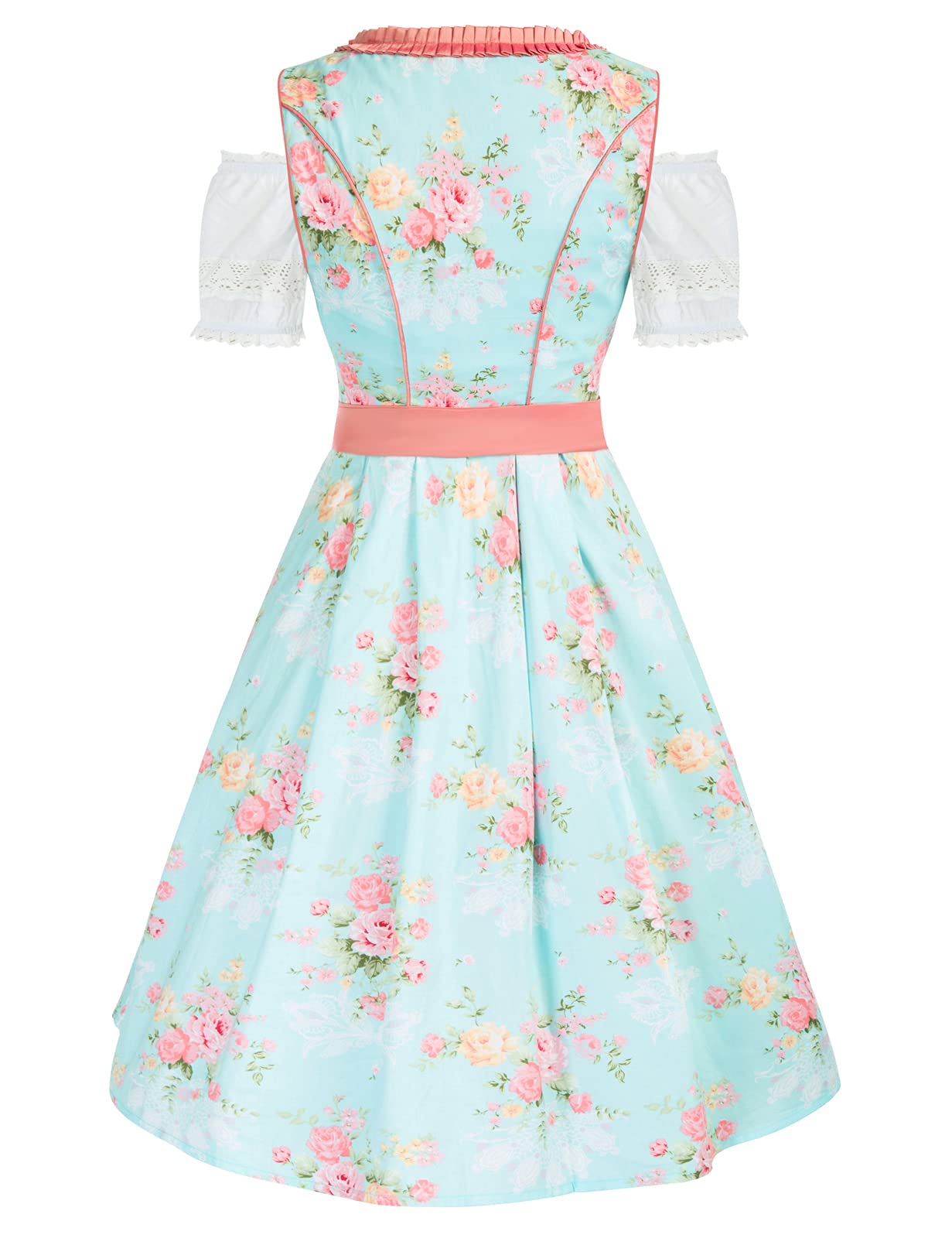 Scarlet Darkness Women's German Dirndl Dress Traditional Bavarian Oktoberfest Costumes Pink and Blue S