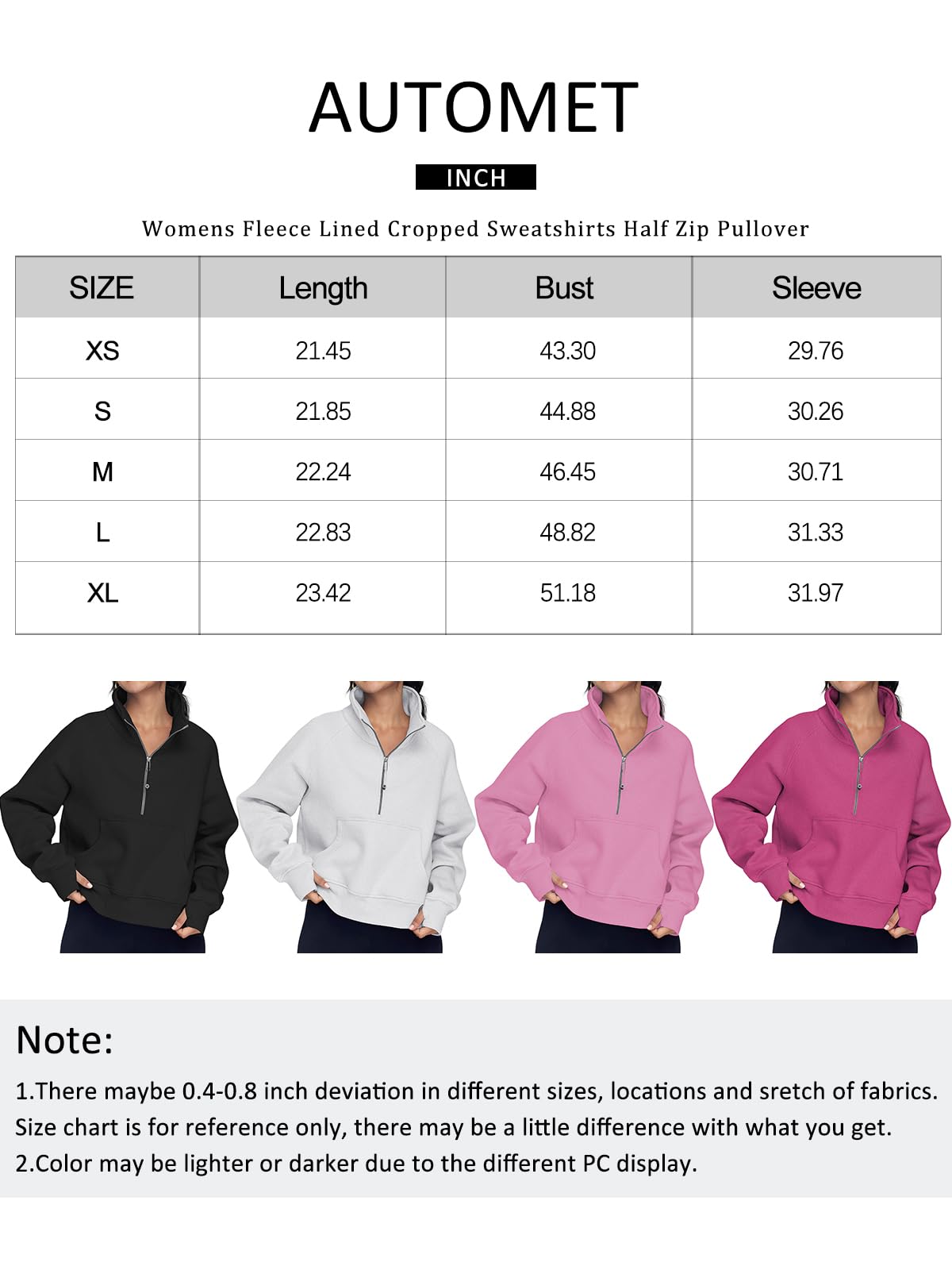 AUTOMET Womens Sweatshirts Half Zip Cropped Pullover Long Sleeve Tops Oversized Hoodies 2024 Fall Fashion Outfits Sweaters Winter Clothes Grey - Law of Apparel