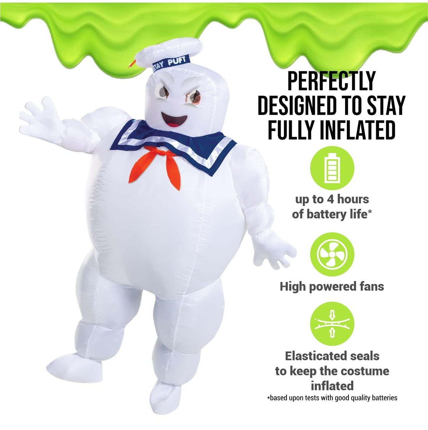 Disguise Inflatable Stay Puft Marshmallow Man Costume, Official Ghostbusters Afterlife Movie Fan Operated Blow Up Suit, Multicolored, One Size (up to 42-46) - Law of Apparel