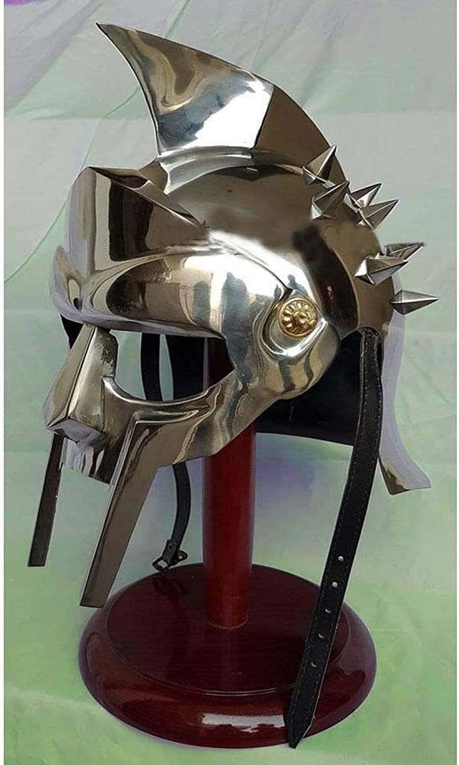 AnNafi® Gladiator Maximus Arena Helmet | Medieval Wearable Mens Helmet Full Size | Halloween Party Costumes | Larp Clothings Movie Dresses w Inner Liner
