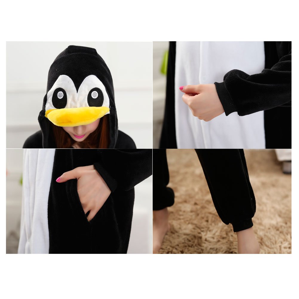 Adrinfly Unisex Penguin Onesies Adult One Piece Animal Pajamas Cosplay Costume, X-Large