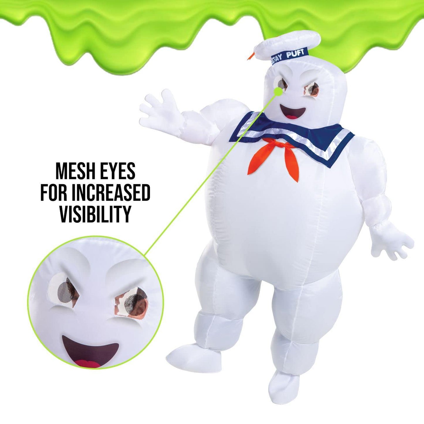 Disguise Inflatable Stay Puft Marshmallow Man Costume, Official Ghostbusters Afterlife Movie Fan Operated Blow Up Suit, Multicolored, One Size (up to 42-46) - Law of Apparel