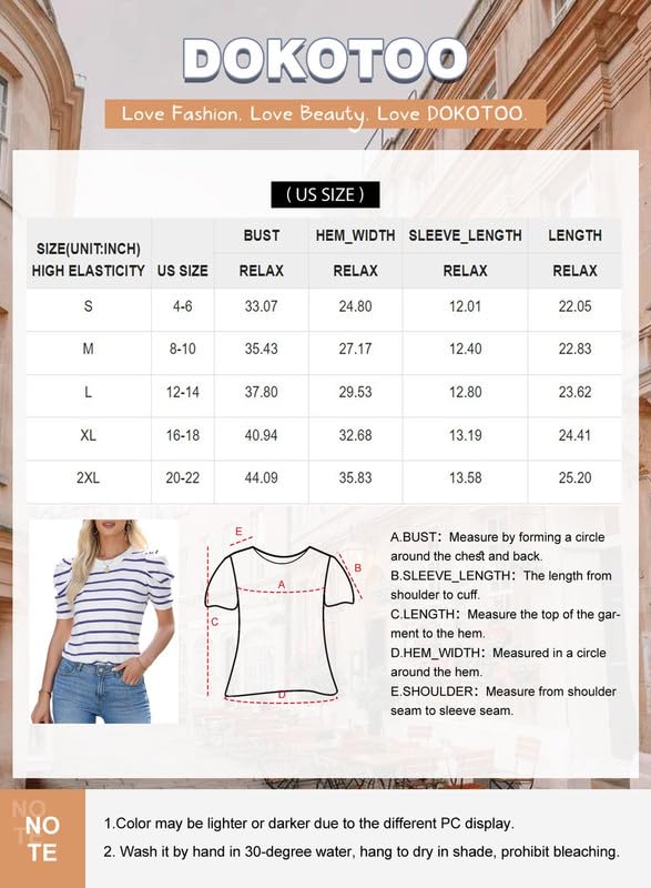 Dokotoo Casual Lightweight Knitted Blouses Short Puff Sleeve - Law of Apparel