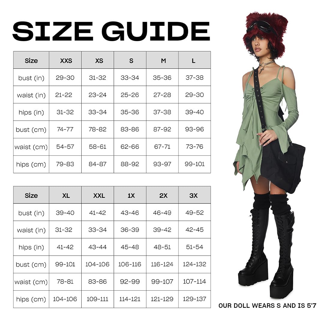 Dolls Kill F is for Fairies Handkerchief Dress by Current Mood - Off-Shoulder, Custom Fit Dress, Perfect for Fairycore Fashion - Green, XX-Large