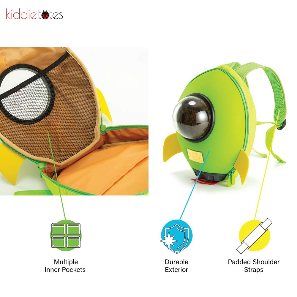 KIDDIETOTES Rocket Backpack for Toddlers, and Children - Perfect for Daycare, Preschool, Kindergarten, and Elementary School