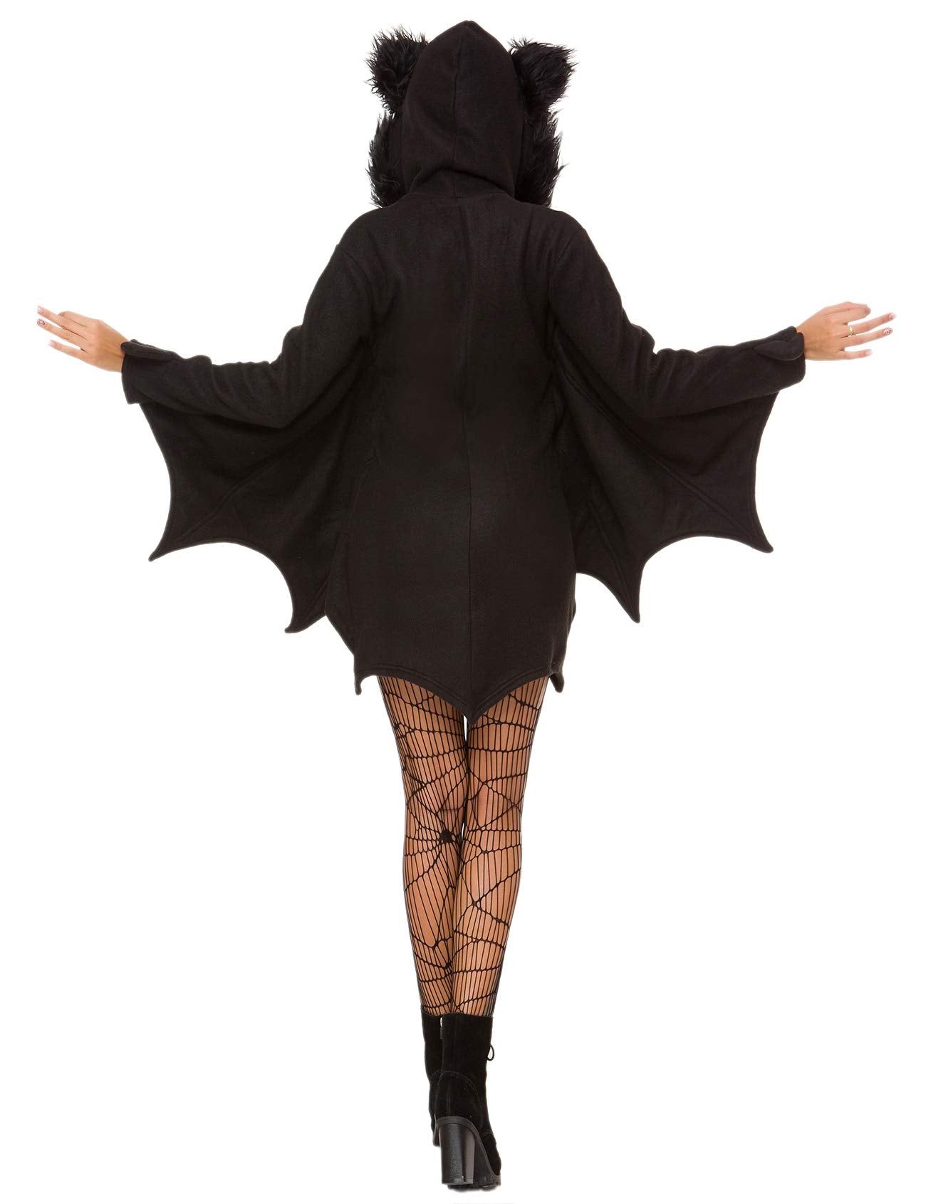Halfjuly Halloween Costume For Women Bat Cozy Black Animal Adult Cosplay Vampire Zipper Dress M