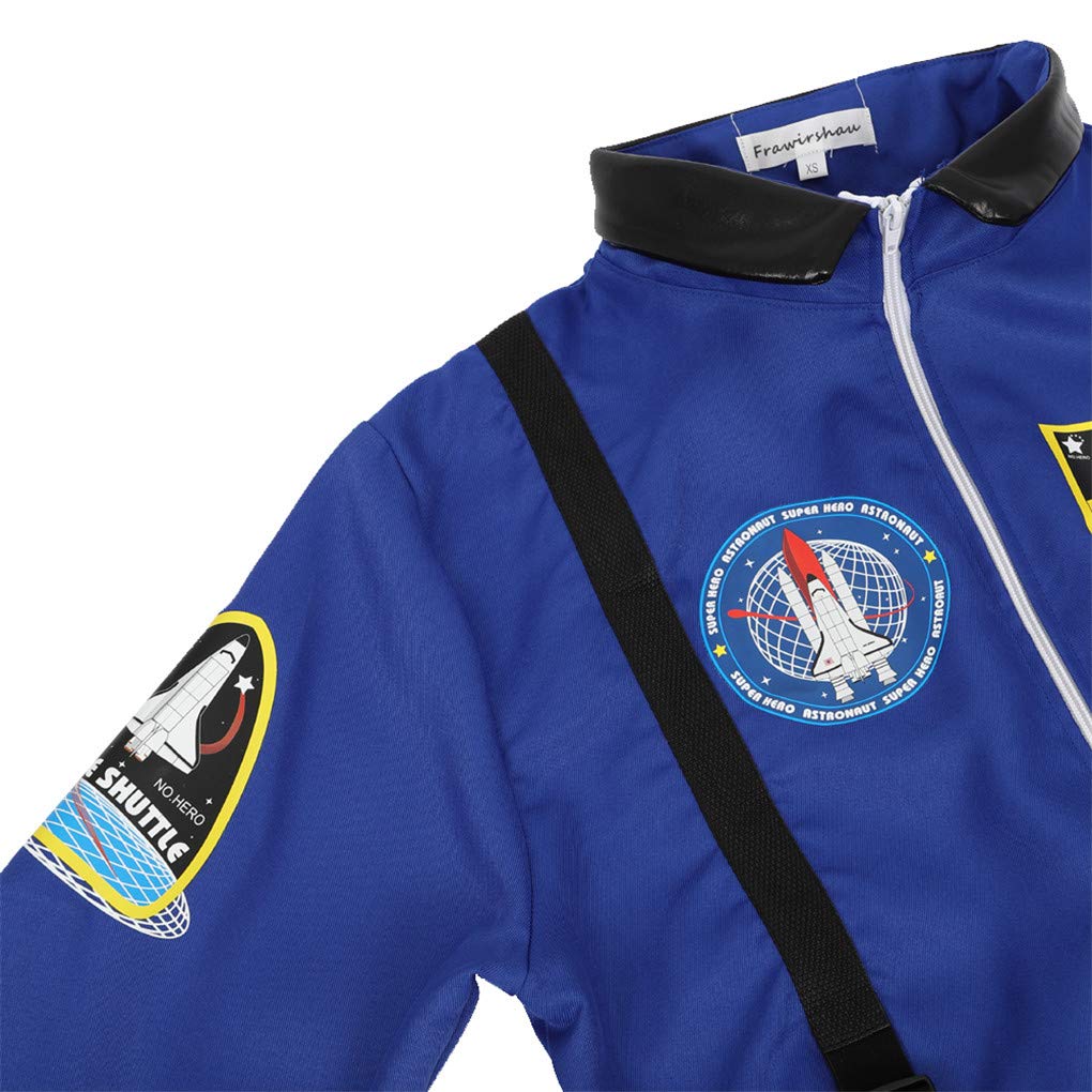 frawirshau Women Astronaut Costume Adult Hallloween Cosplay Costumes Flight Jumpsuit Space Suit for Women Blue XS