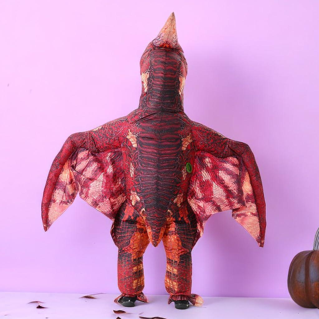 MXoSUM Inflatable Pterodactyl Costume for Adult Dinosaur Blow up Costume Party Dress up Funny Dino Halloween Costume(Red) - Law of Apparel