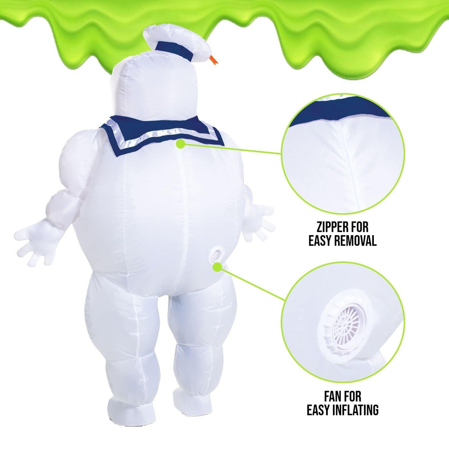 Disguise Inflatable Stay Puft Marshmallow Man Costume, Official Ghostbusters Afterlife Movie Fan Operated Blow Up Suit, Multicolored, One Size (up to 42-46) - Law of Apparel