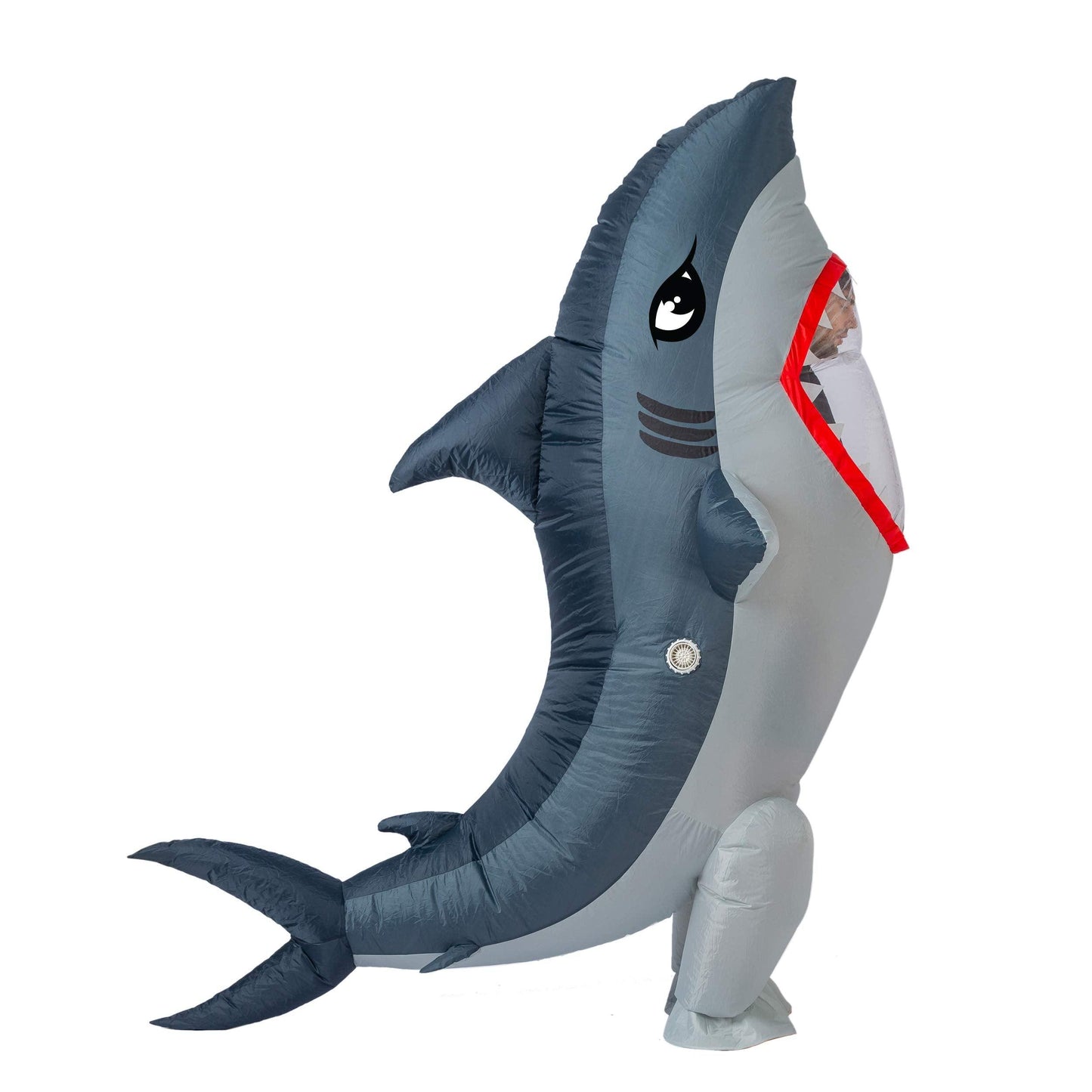 Spooktacular Creations Adult Inflatable Shark Costume, Realistic Gray Shark Blow-up Costume, Full Body Deluxe Halloween Animal Inflatable Costume - Law of Apparel