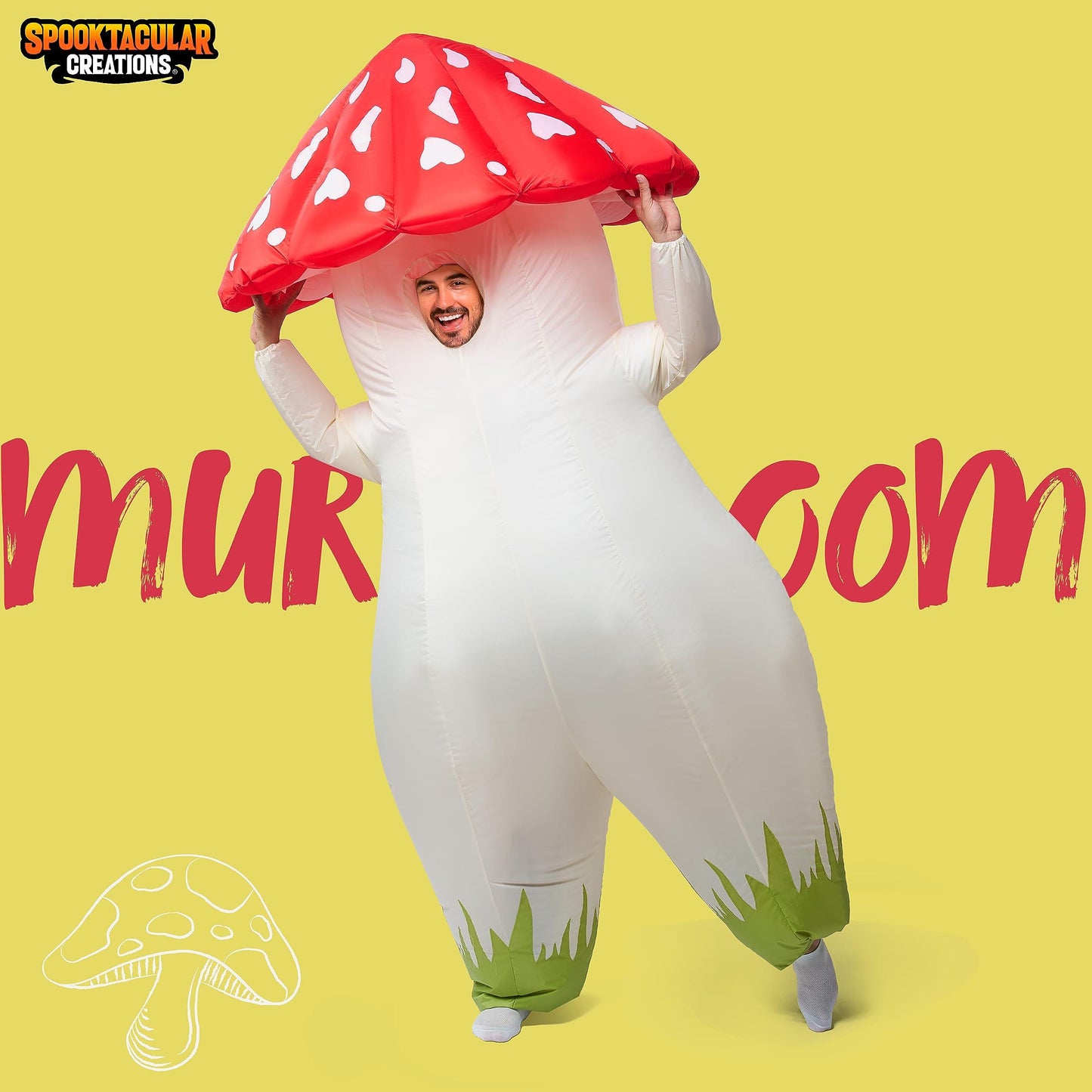 Spooktacular Creations Adult Inflatable Costume Full Body Mushroom Air Blow-up Deluxe Halloween Costume - Law of Apparel