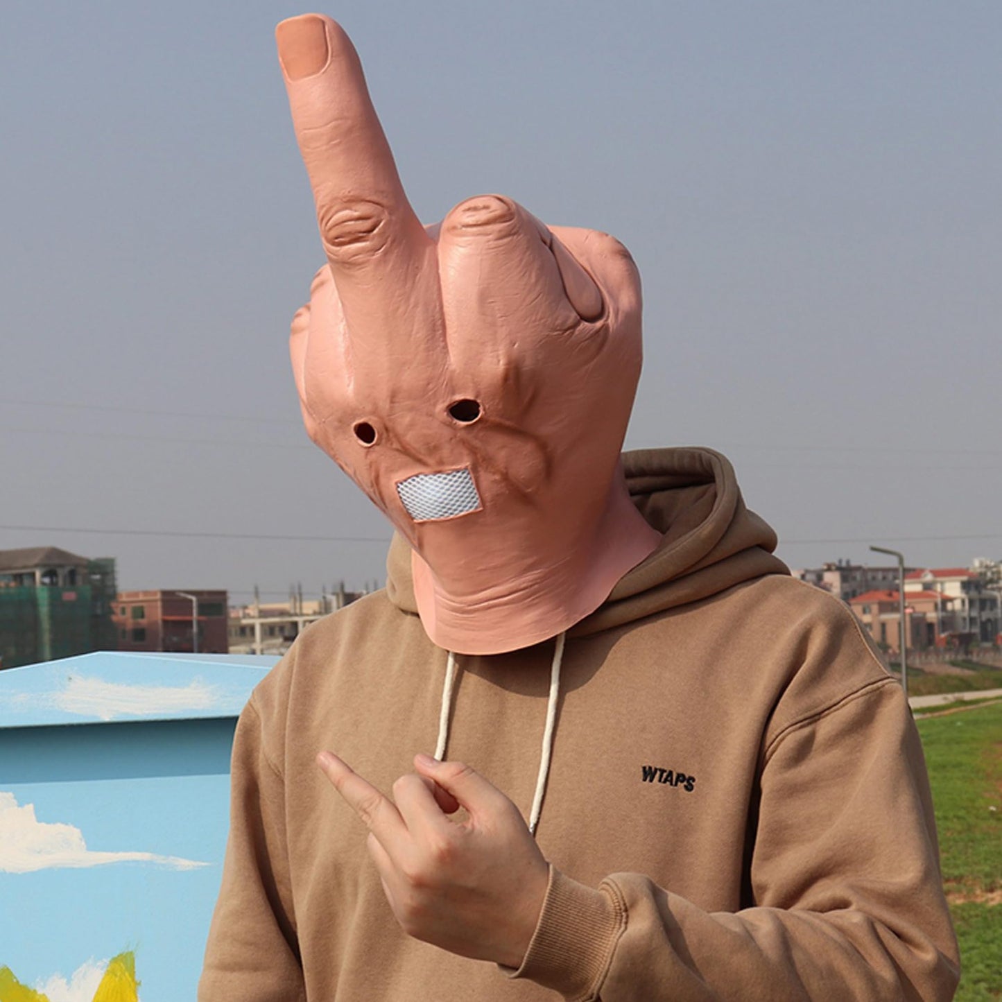 MOKRY PARTY Middle Finger Funny Head Mask Costume Party Prop Adult Latex Middle Finger Mask - Law of Apparel