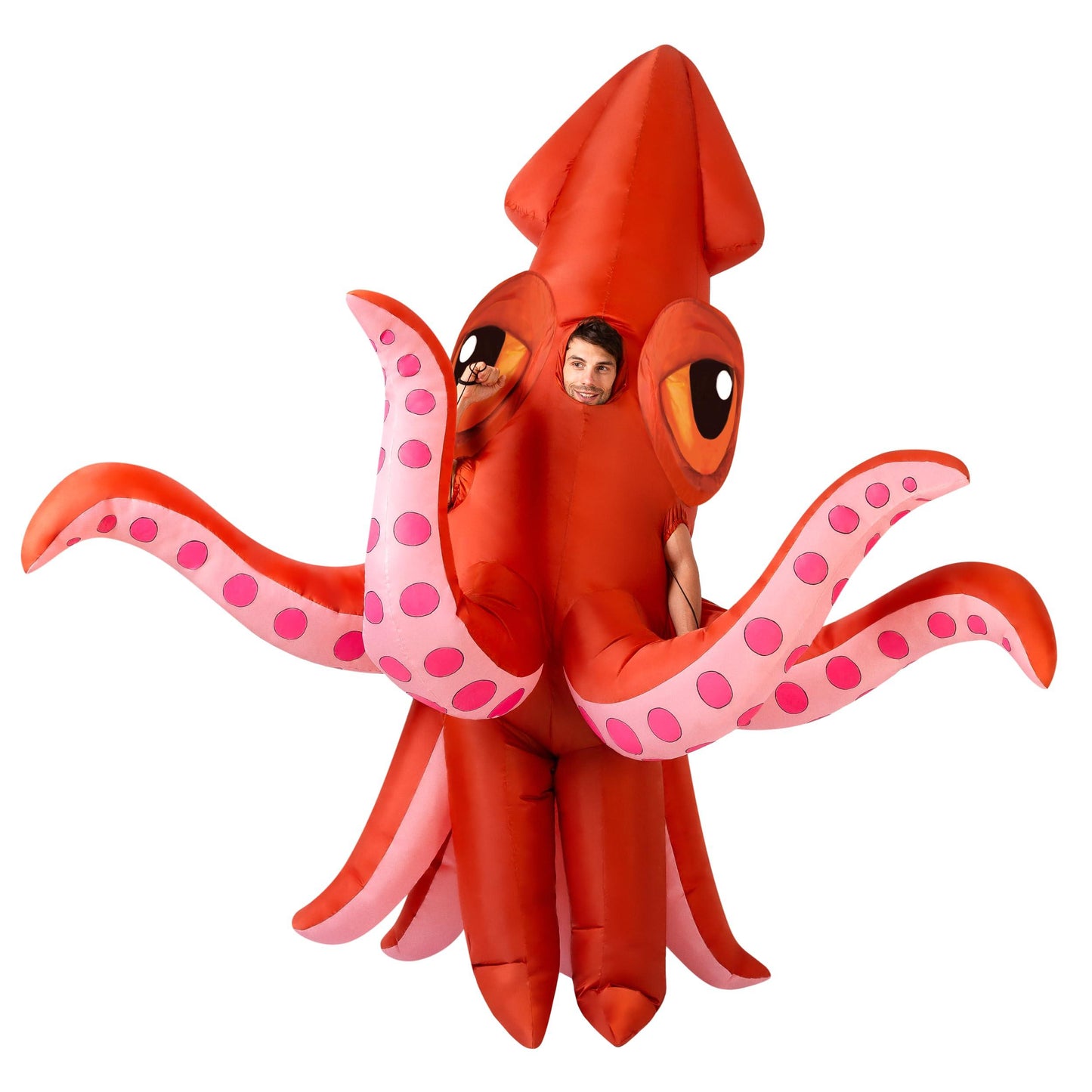 Spooktacular Creations Inflatable Costume Adult, Full Body Squid Air Blow-up Deluxe Halloween Costume, Red Ocean Animal Costume for Halloween Themed Parties - Adult Size - Law of Apparel