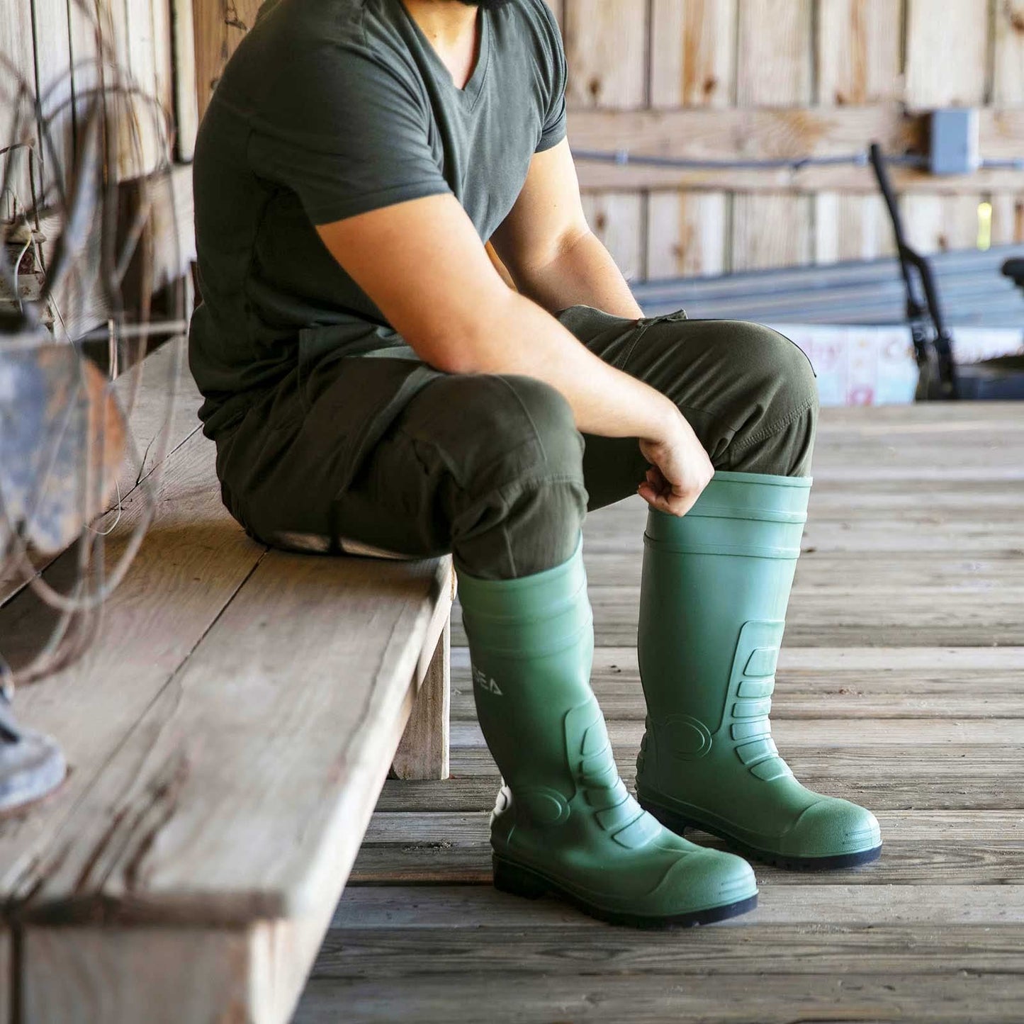 HISEA Men's Steel Toe Rubber Boots PVC Rain Boots,Garden Fishing Work Boots for Agriculture and Industrial Working Waterproof and Slip Resistant Knee Boots Size 12