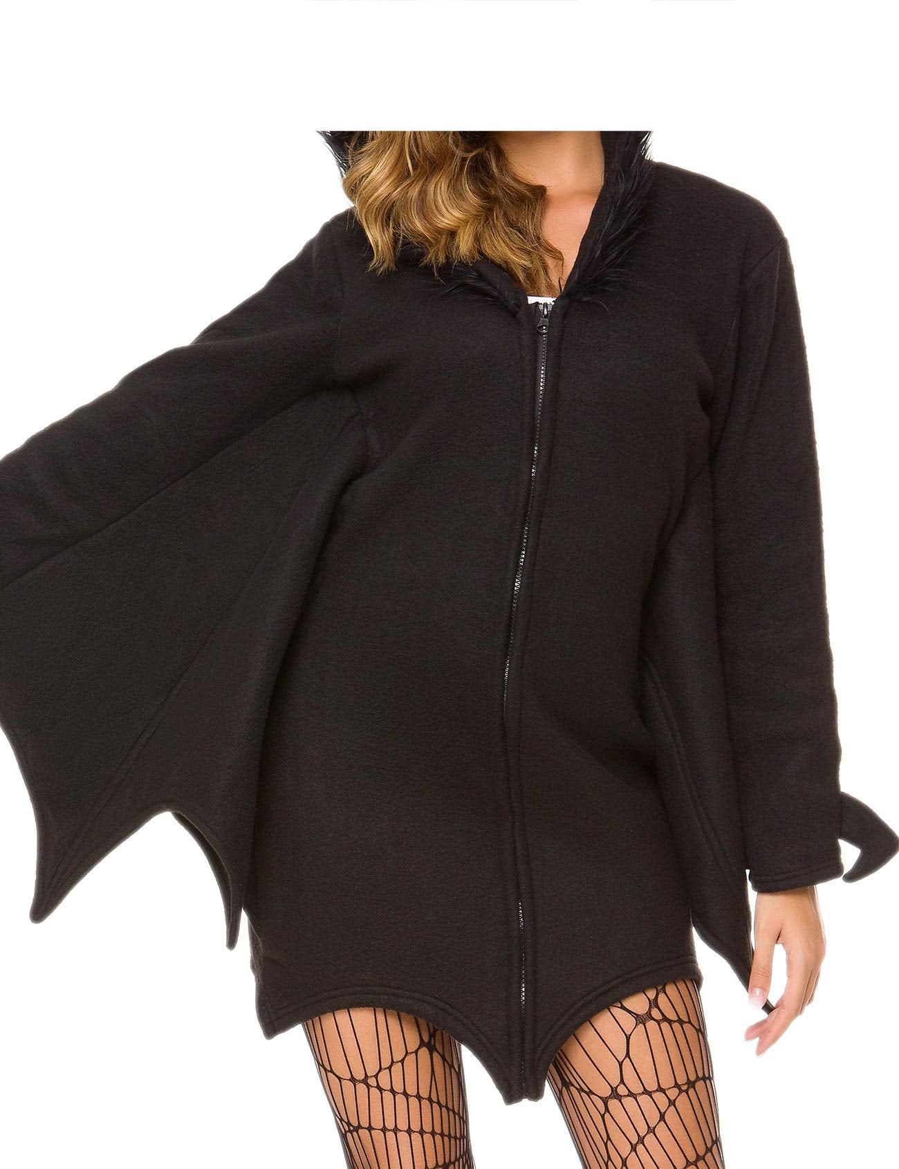 Halfjuly Halloween Costume For Women Bat Cozy Black Animal Adult Cosplay Vampire Zipper Dress M