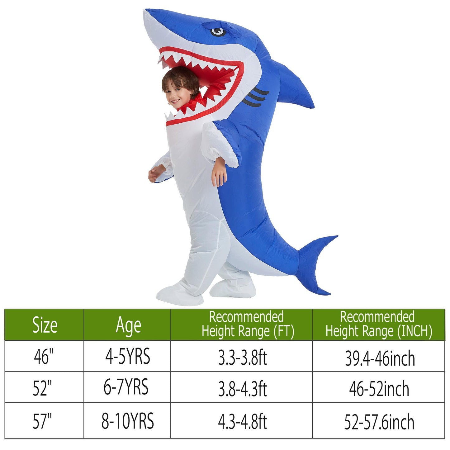 One Casa Blow Up Party Costume,Inflatable Costumes for Kids, Full Body Shark Costume,Halloween Costumes for Boys Girls (8-10YRS)