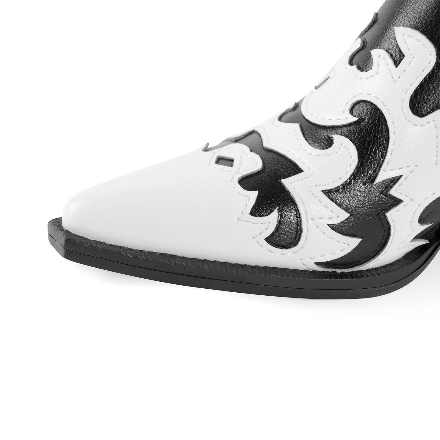 ANN CREEK Women's 'Claremont' Sexy Cowboy Boots Knee-high Black White Patchwork Dressy Cowgirl Mid Calf Boots, White/Black, 7 UK