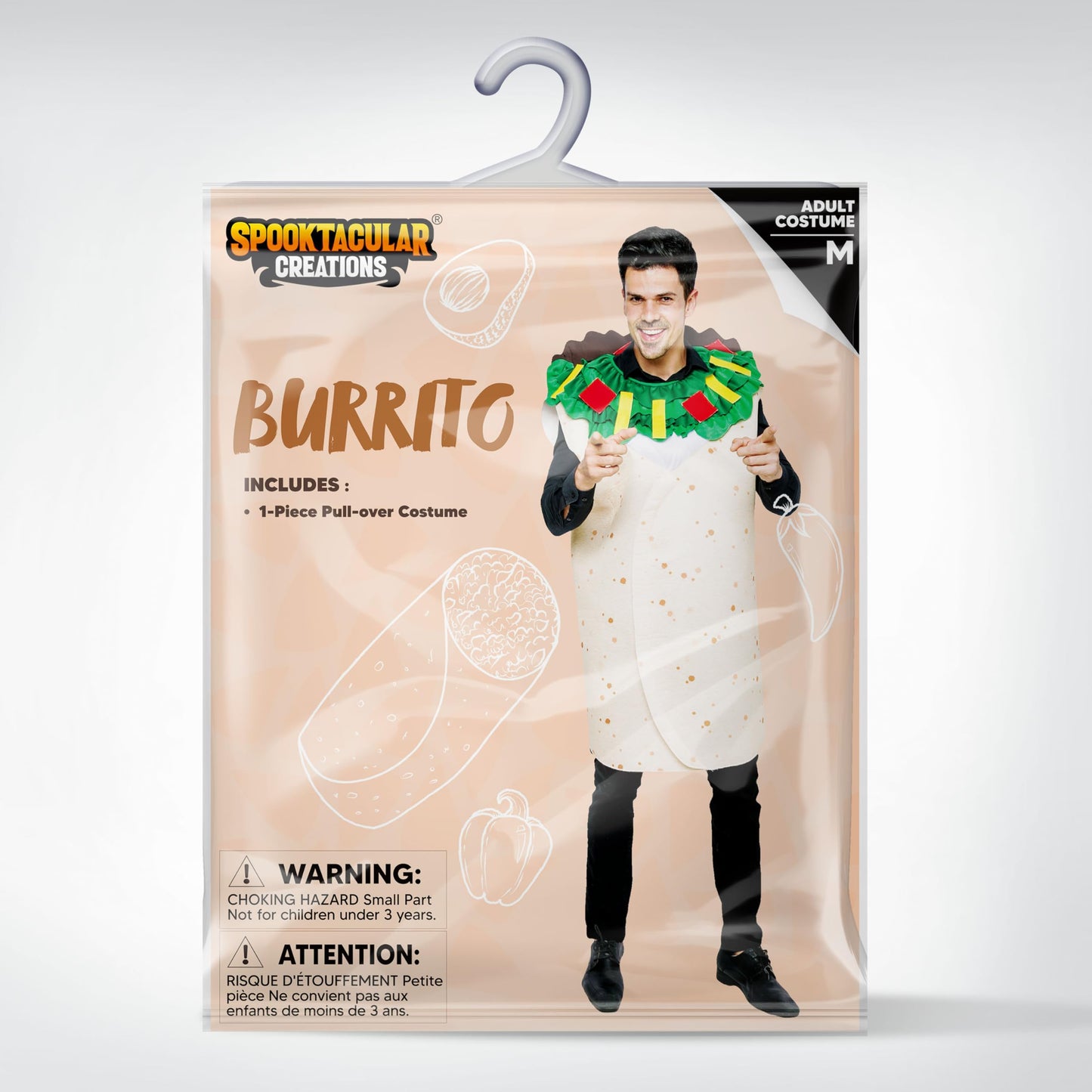 Spooktacular Creations Men Burrito Costume Adult Deluxe Set for Halloween Dress Up Party (XX-Large)