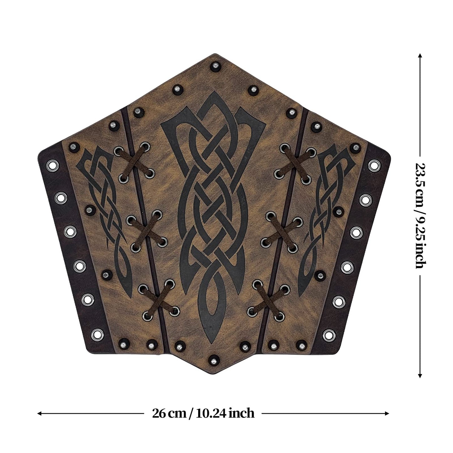 HiiFeuer Viking Embossed Chest Armor with Medieval Thigh Armor and Embossed Arm Bracers, Retro Vintage Faux Leather Barbarian Costume for LARP Ren Faire