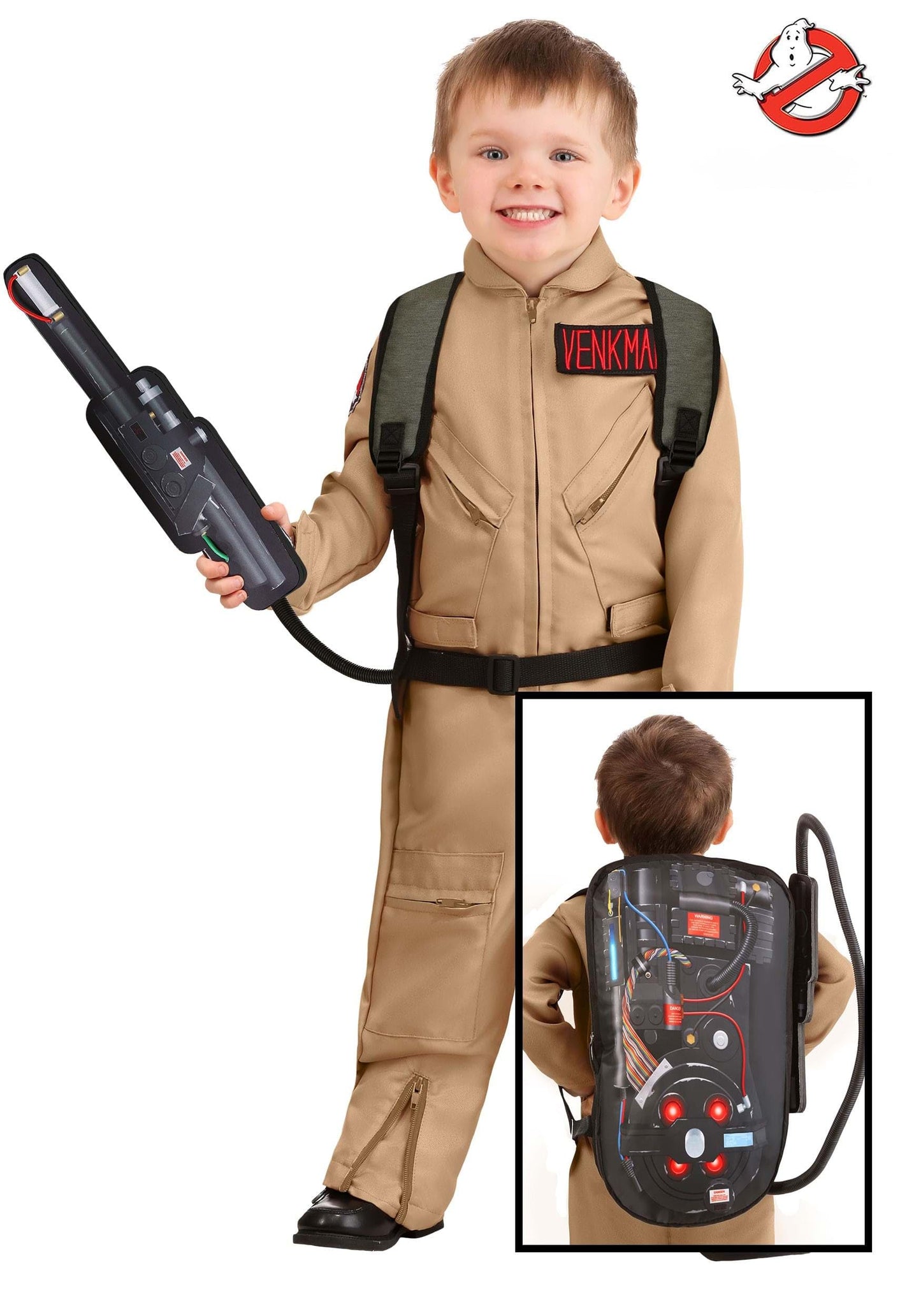 Fun Costumes Ghostbusters Costume with Proton Pack Accessory for Toddlers, Ghostbusters Jumpsuit, Ghost Hunter for Halloween 4T