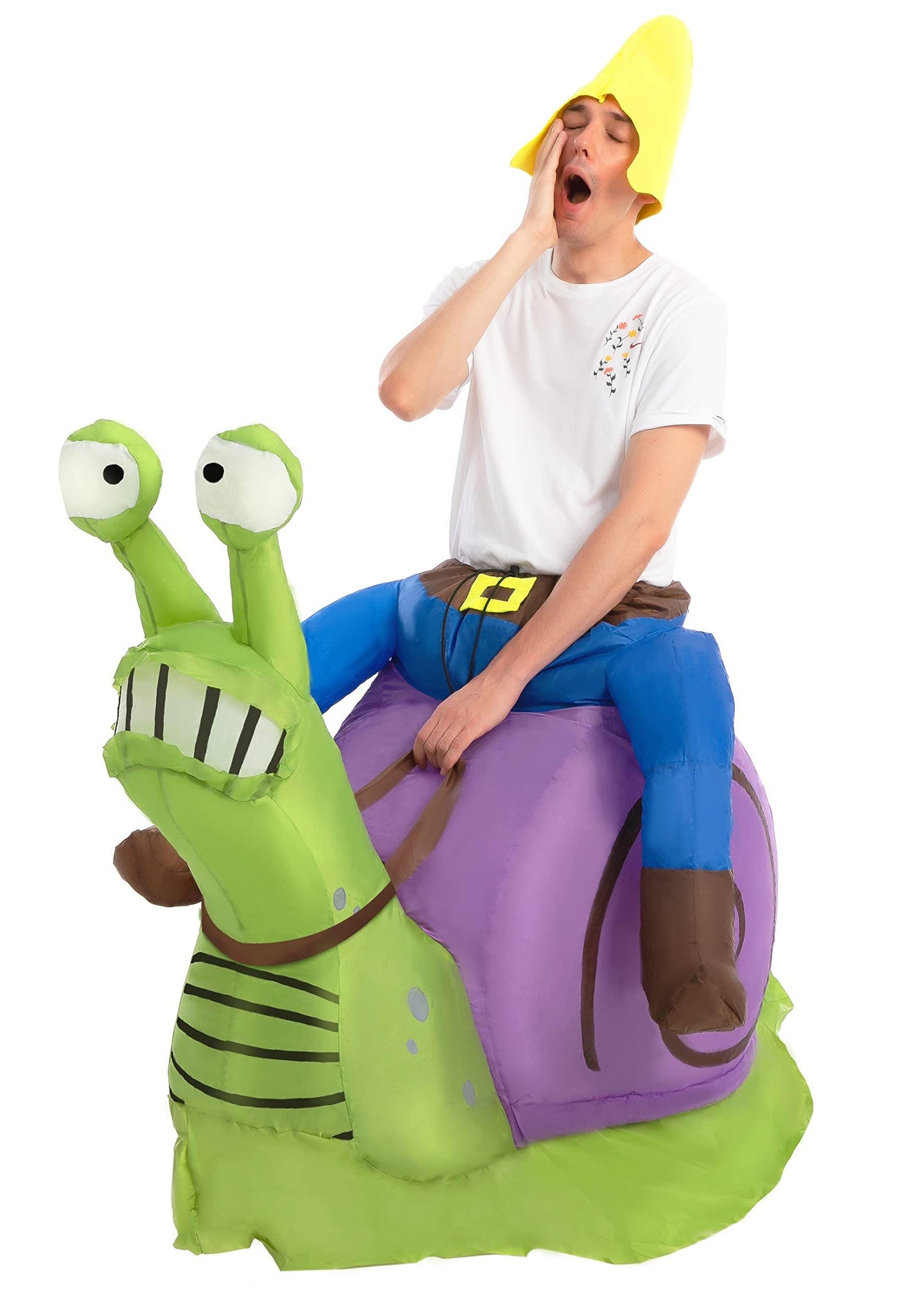 Spooktacular Creations Halloween Inflatable Costume Gnome Ride On Snail Costume, Animal Blow Up Costume for Halloween Dress Up Parties - Adult Unisex One Size - Law of Apparel
