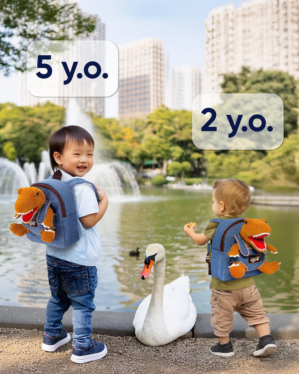 Naturally KIDS Toddler Backpack w Stuffed Animal Toy, Toddler Gifts for Boys Girls, Small Backpack, Dinosaur Toys