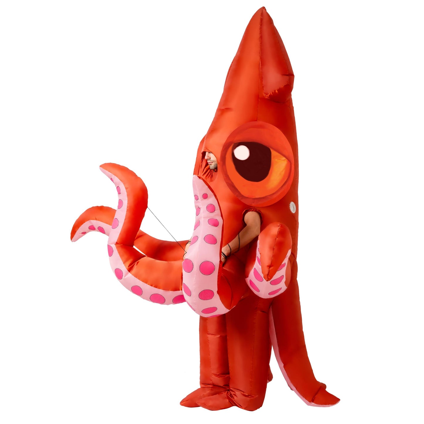 Spooktacular Creations Inflatable Costume Adult, Full Body Squid Air Blow-up Deluxe Halloween Costume, Red Ocean Animal Costume for Halloween Themed Parties - Adult Size - Law of Apparel