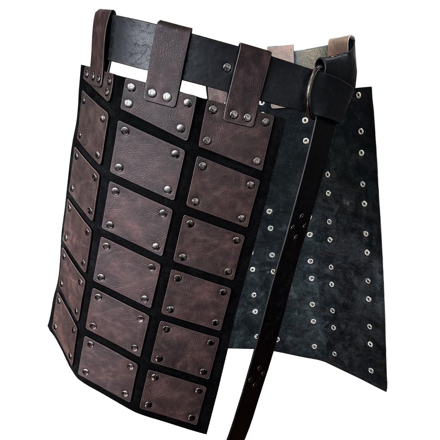 HiiFeuer Medieval faux leather Single Pauldron Shoulder Armor with Thigh Armor and Leg Armor for Larp Ren Faire
