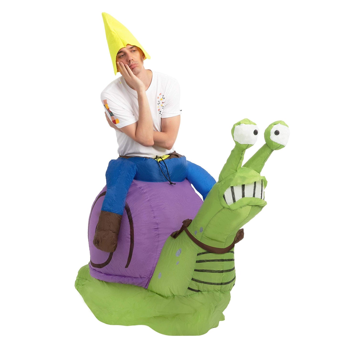 Spooktacular Creations Halloween Inflatable Costume Gnome Ride On Snail Costume, Animal Blow Up Costume for Halloween Dress Up Parties - Adult Unisex One Size - Law of Apparel