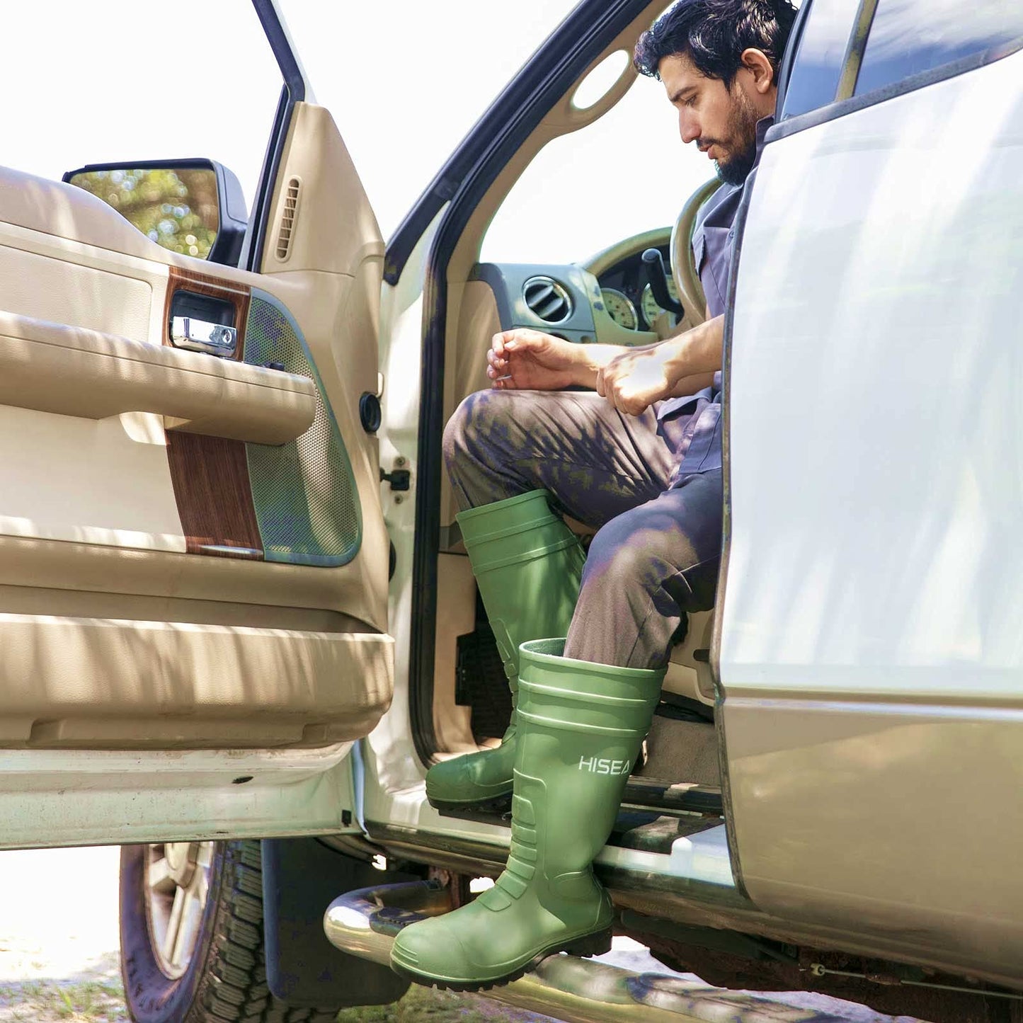 HISEA Men's Steel Toe Rubber Boots PVC Rain Boots,Garden Fishing Work Boots for Agriculture and Industrial Working Waterproof and Slip Resistant Knee Boots Size 12