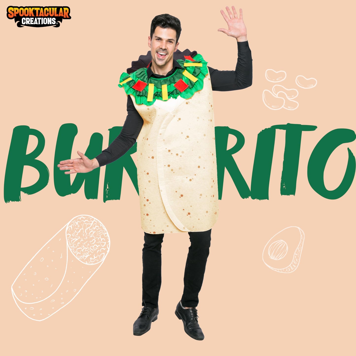 Spooktacular Creations Men Burrito Costume Adult Deluxe Set for Halloween Dress Up Party (XX-Large)