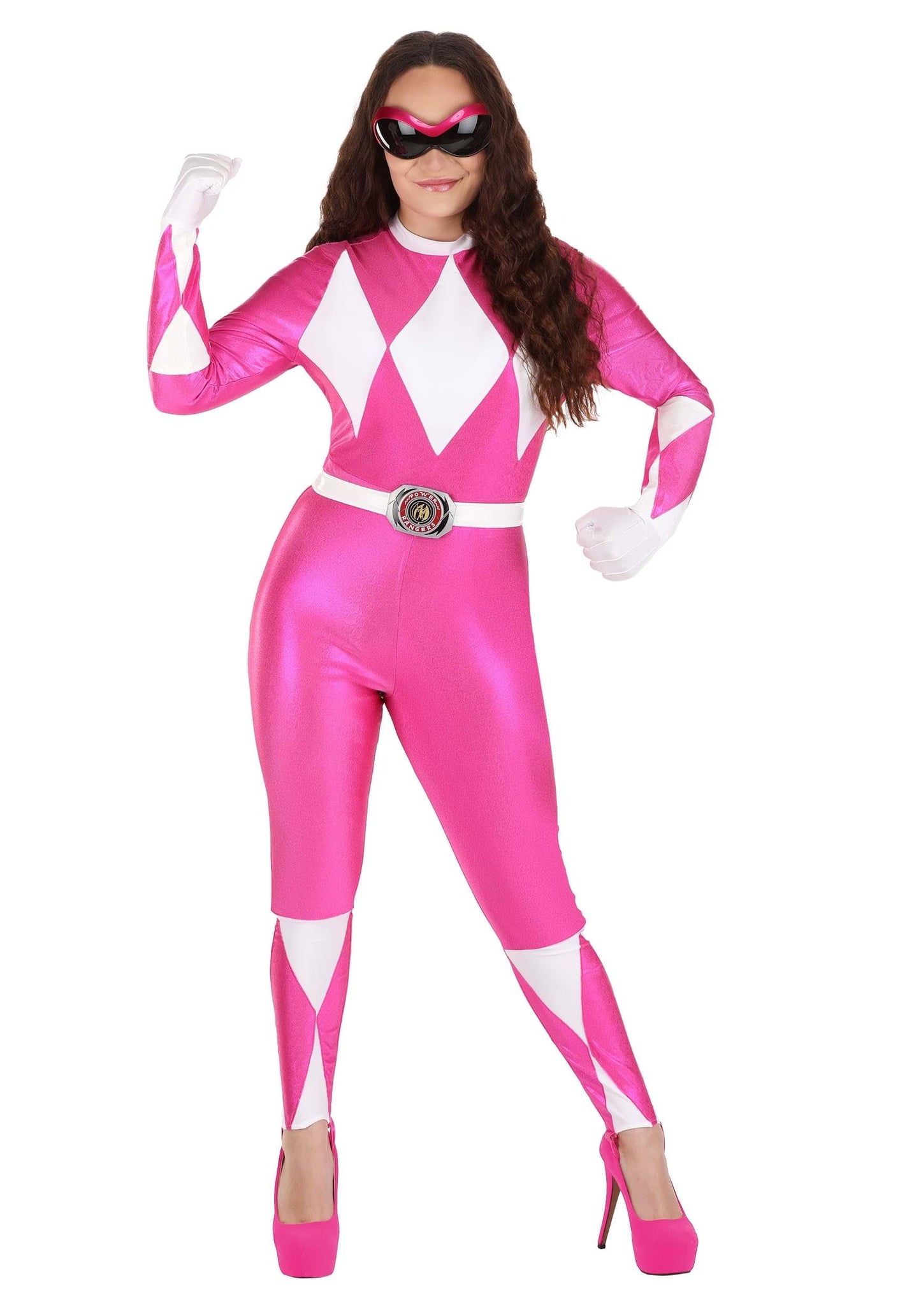 Disguise womens Pink Ranger Adult Sized Costumes, Pink/White, Medium 8-10 US