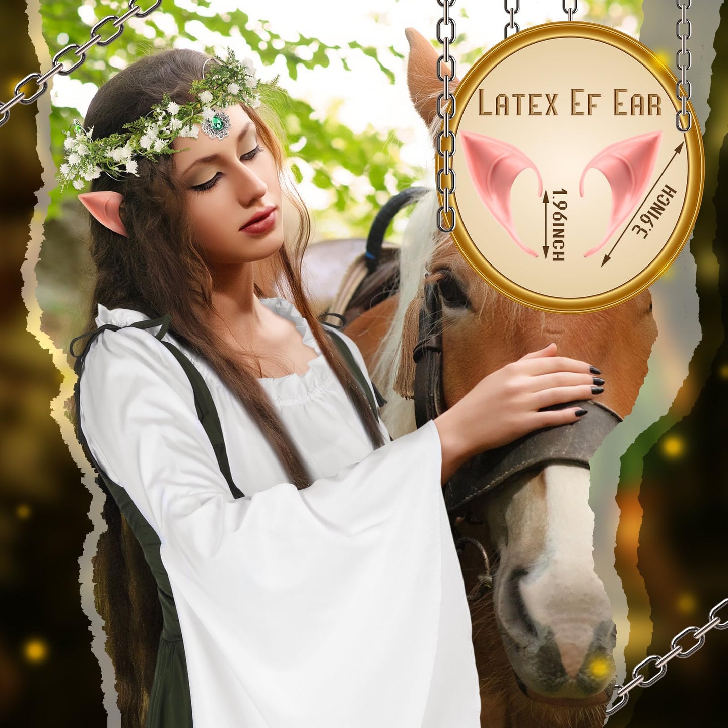 Bonuci Women Renaissance Dress Medieval Costume Women with Elf Ears, Moon Head Chain and Woodland Fairy Crown for Carnival(2X-Large/ 3X-Large,Light Green)