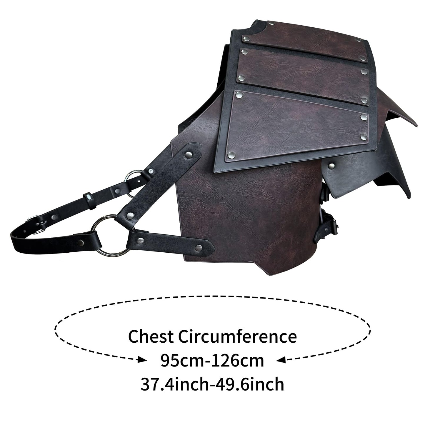 HiiFeuer Medieval faux leather Single Pauldron Shoulder Armor with Thigh Armor and Leg Armor for Larp Ren Faire