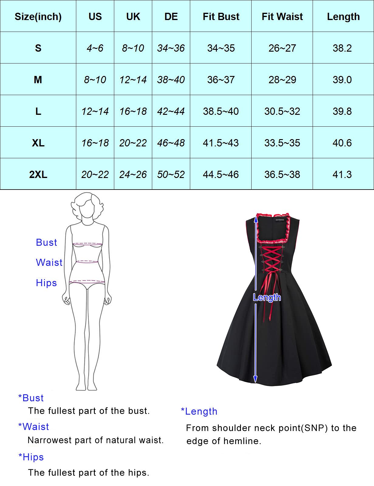 Scarlet Darkness Womens Oktoberfest Fraulein Costumes 3 Piece German Dirndl Dress Black and Red S