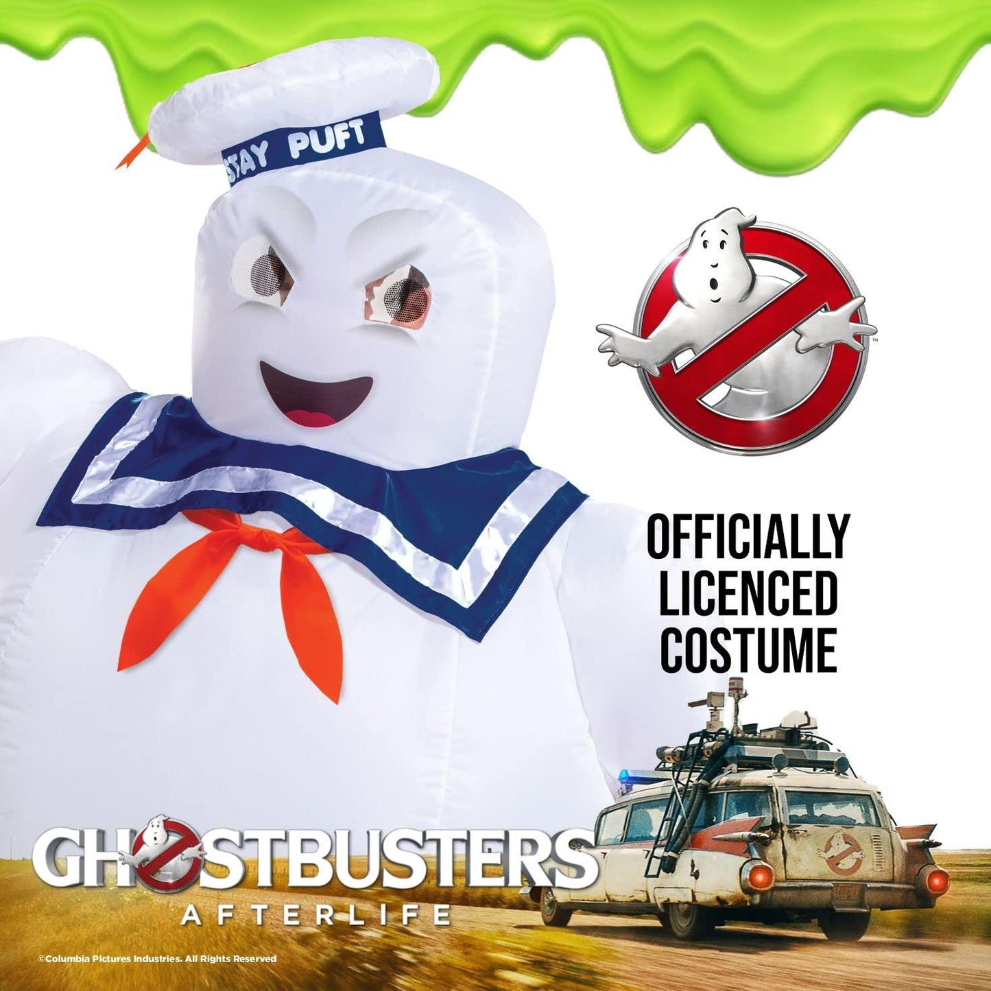 Disguise Inflatable Stay Puft Marshmallow Man Costume, Official Ghostbusters Afterlife Movie Fan Operated Blow Up Suit, Multicolored, One Size (up to 42-46) - Law of Apparel