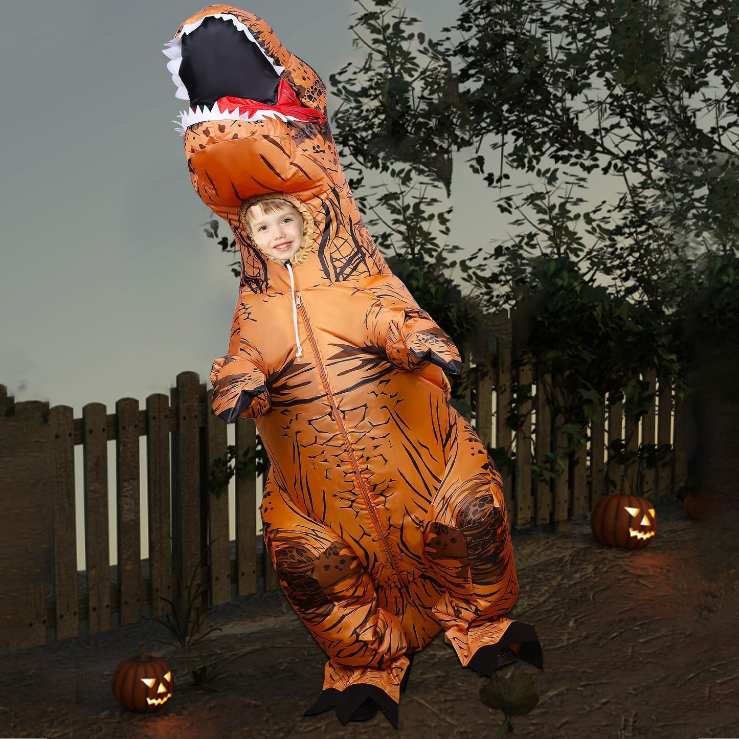 Lulu Home 5.9FT H Inflatable Dinosaur T-Rex Costume for Kids, Brown - Small