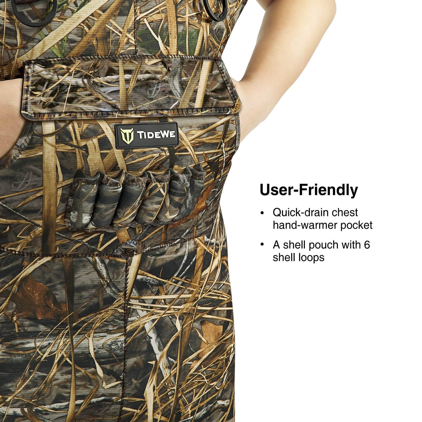 TIDEWE Chest Waders, Hunting Waders for Men Next Camo Evos with 800G Insulation, Waterproof Cleated Neoprene Bootfoot Wader, Insulated Hunting & Fishing Waders (Size 11)
